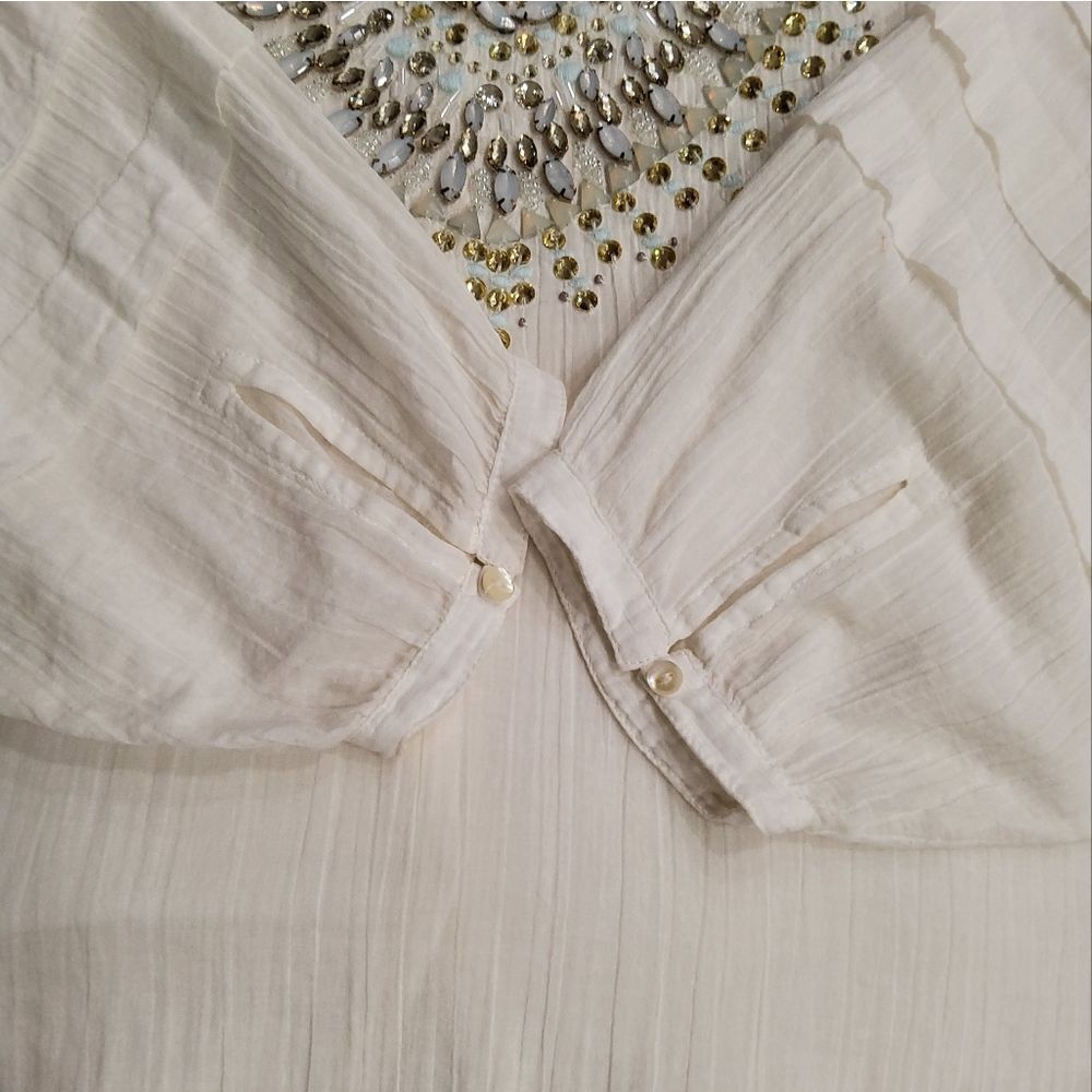 Free People Heart of Gold Embellished Beaded Blouse Size S - Picture 10 of 12